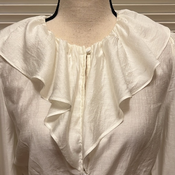 Aiden Ruffled Blouse in Cream, Size Medium - Picture 5 of 17